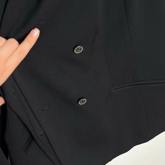 MM. Lafleur Womens The Roxane Double Breasted Blazer Size 2X Black Twill Career - Picture 13 of 14
